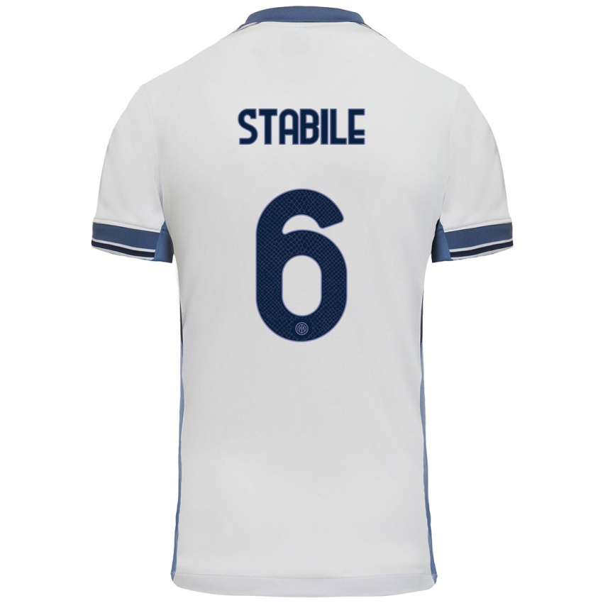 Hombre Camiseta Giacomo Stabile #6 Blanco Gris 2ª Equipación 2024/25 La Camisa Argentina