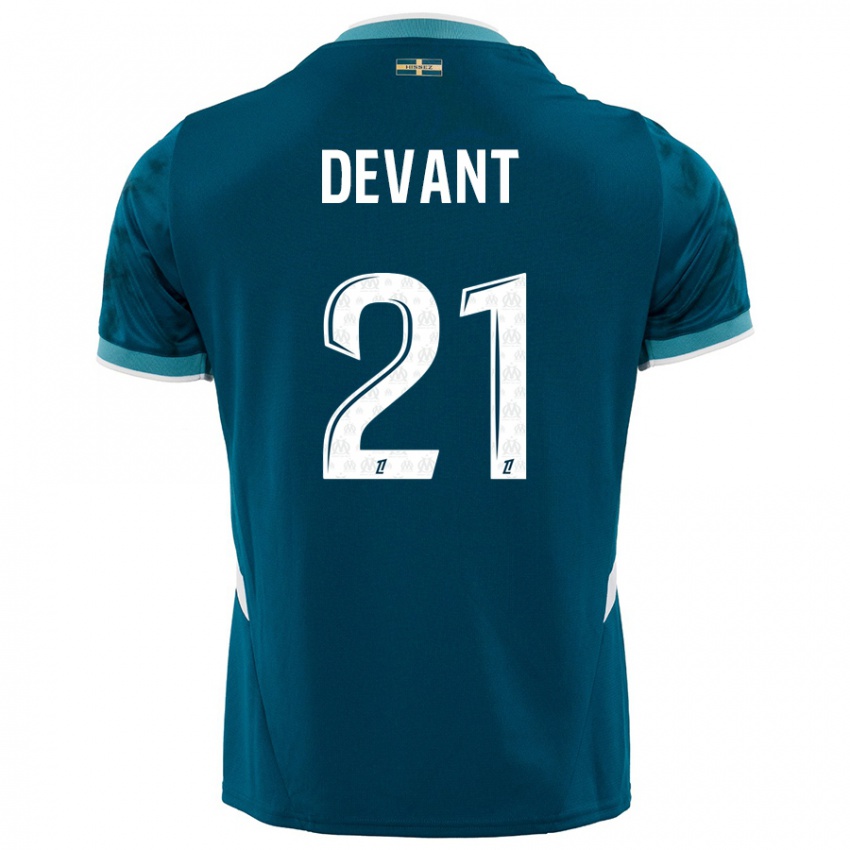 Hombre Camiseta Caroline Devant #21 Azul Turquesa 2ª Equipación 2024/25 La Camisa Argentina