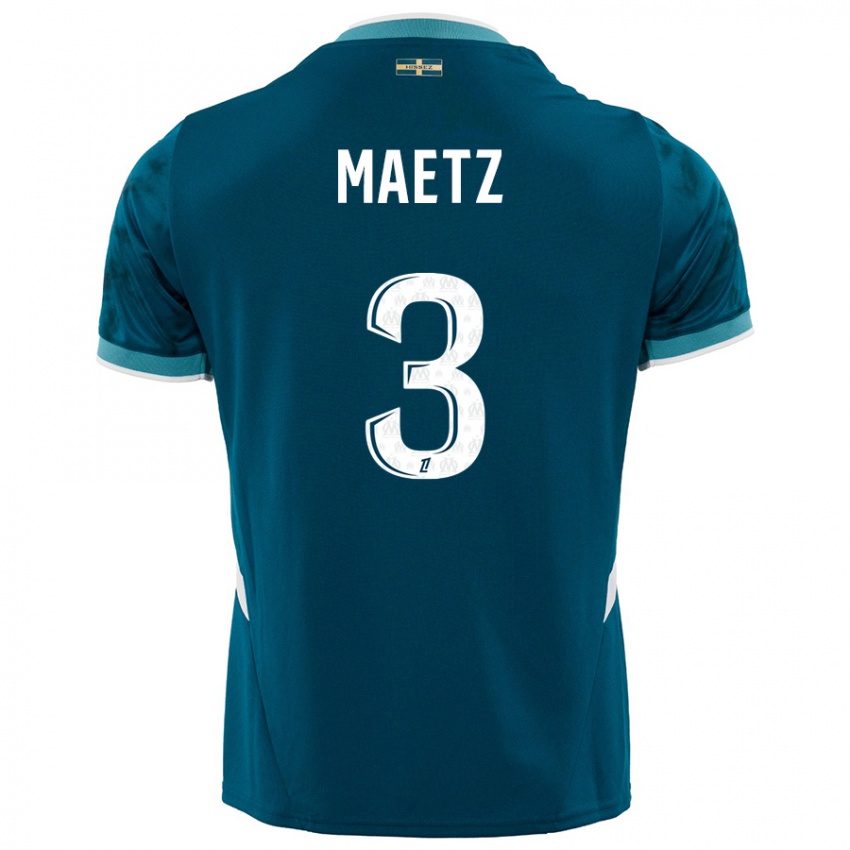 Hombre Camiseta Agathe Maetz #3 Azul Turquesa 2ª Equipación 2024/25 La Camisa Argentina