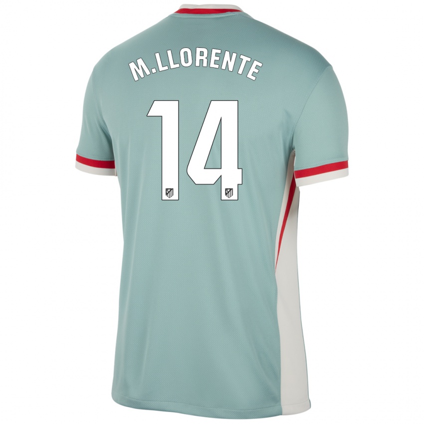 Hombre Camiseta Marcos Llorente #14 Beige Claro Azul 2ª Equipación 2024/25 La Camisa Argentina