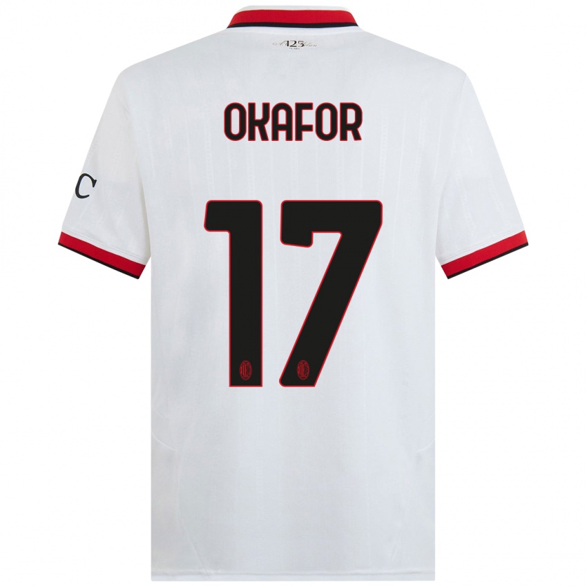 Hombre Camiseta Noah Okafor #17 Blanco Negro Rojo 2ª Equipación 2024/25 La Camisa Argentina