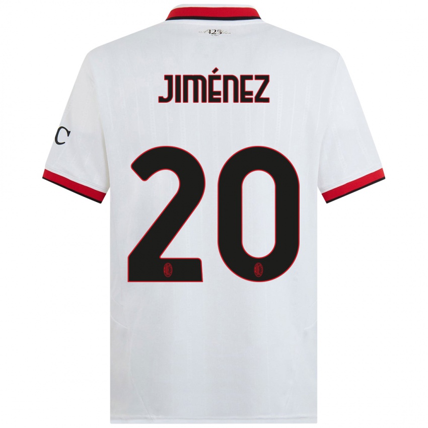 Hombre Camiseta Álex Jiménez #20 Blanco Negro Rojo 2ª Equipación 2024/25 La Camisa Argentina