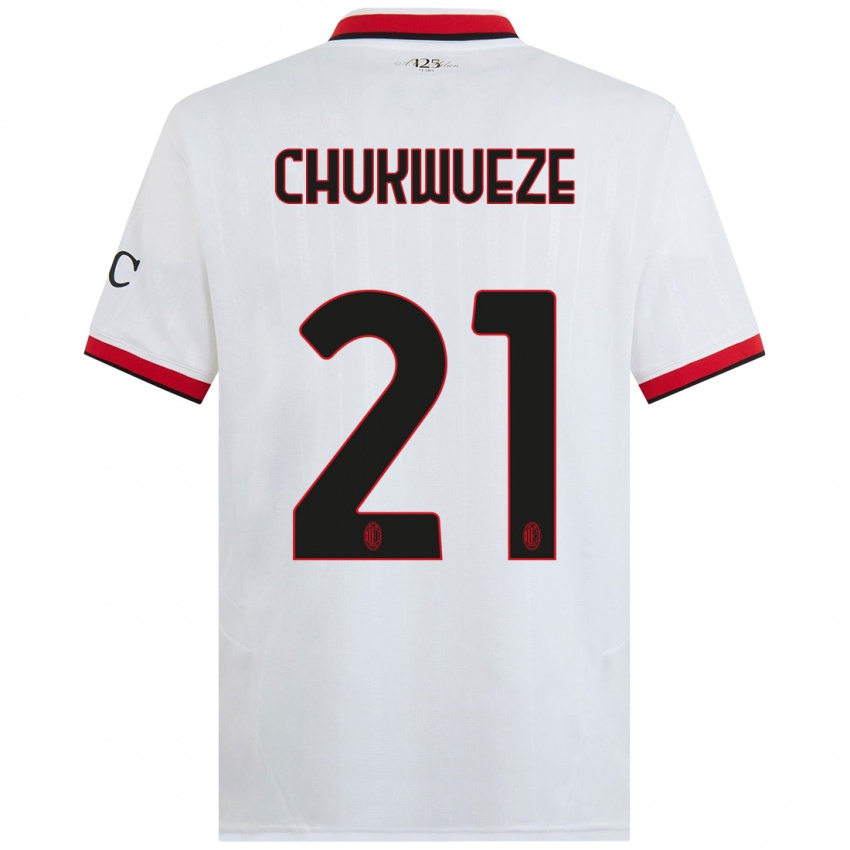 Hombre Camiseta Samuel Chukwueze #21 Blanco Negro Rojo 2ª Equipación 2024/25 La Camisa Argentina