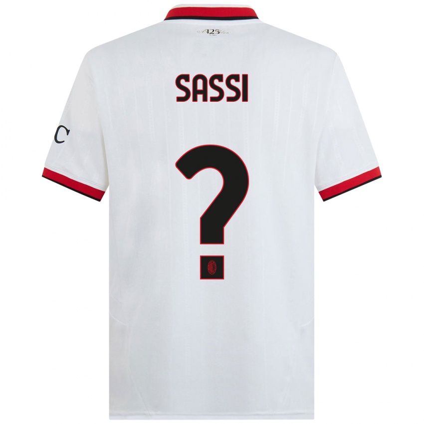 Hombre Camiseta Simone Sassi #0 Blanco Negro Rojo 2ª Equipación 2024/25 La Camisa Argentina