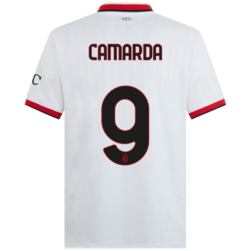 Hombre Camiseta Francesco Camarda #9 Blanco Negro Rojo 2ª Equipación 2024/25 La Camisa Argentina