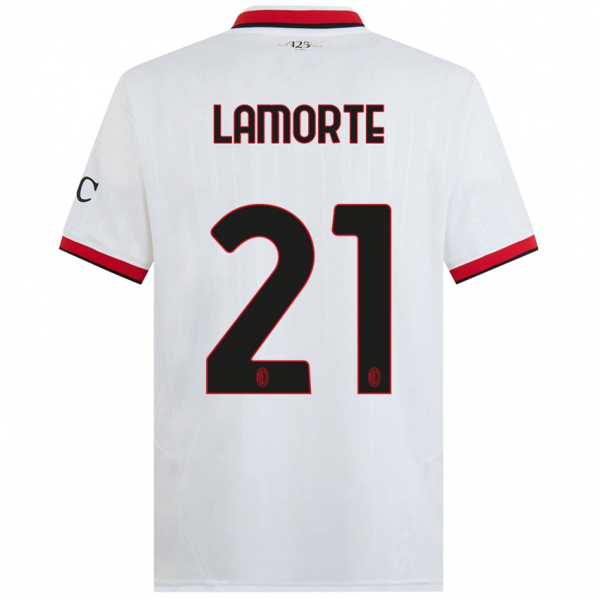 Hombre Camiseta Alessandro Lamorte #21 Blanco Negro Rojo 2ª Equipación 2024/25 La Camisa Argentina