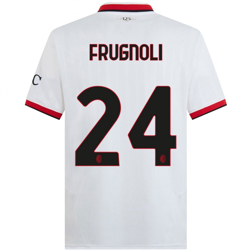 Hombre Camiseta Leonardo Frugnoli #24 Blanco Negro Rojo 2ª Equipación 2024/25 La Camisa Argentina