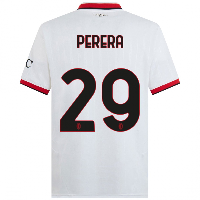 Hombre Camiseta Nirash Perera #29 Blanco Negro Rojo 2ª Equipación 2024/25 La Camisa Argentina