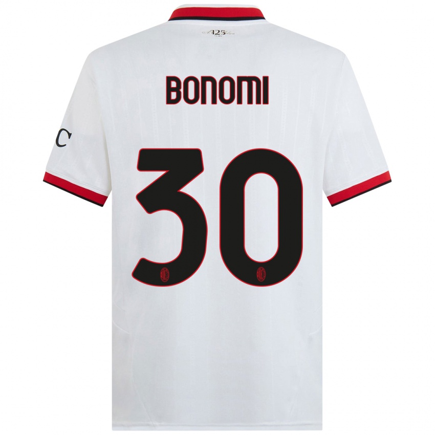 Hombre Camiseta Alessandro Bonomi #30 Blanco Negro Rojo 2ª Equipación 2024/25 La Camisa Argentina