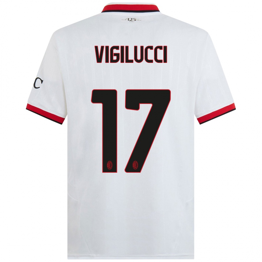 Hombre Camiseta Valery Vigilucci #17 Blanco Negro Rojo 2ª Equipación 2024/25 La Camisa Argentina