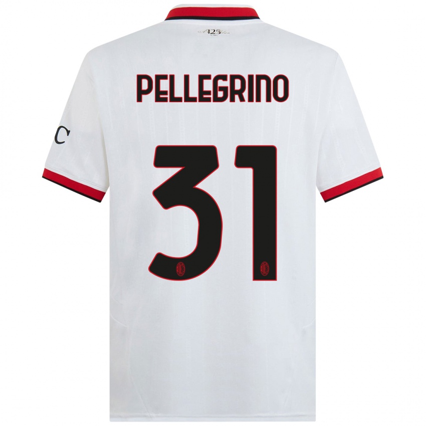 Hombre Camiseta Marco Pellegrino #31 Blanco Negro Rojo 2ª Equipación 2024/25 La Camisa Argentina