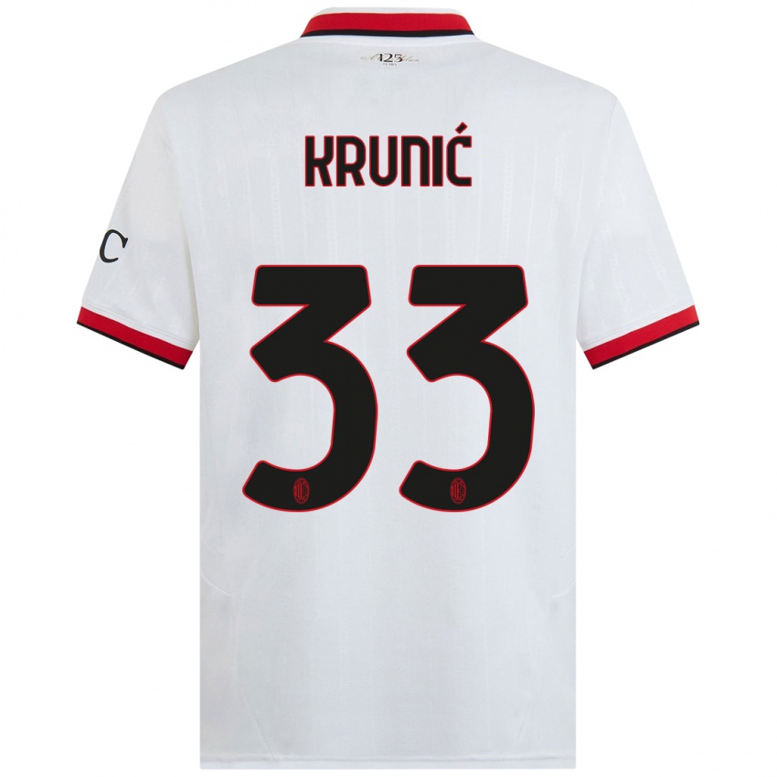 Hombre Camiseta Rade Krunic #33 Blanco Negro Rojo 2ª Equipación 2024/25 La Camisa Argentina