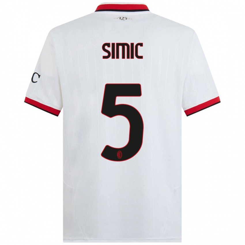 Hombre Camiseta Jan-Carlo Simic #5 Blanco Negro Rojo 2ª Equipación 2024/25 La Camisa Argentina