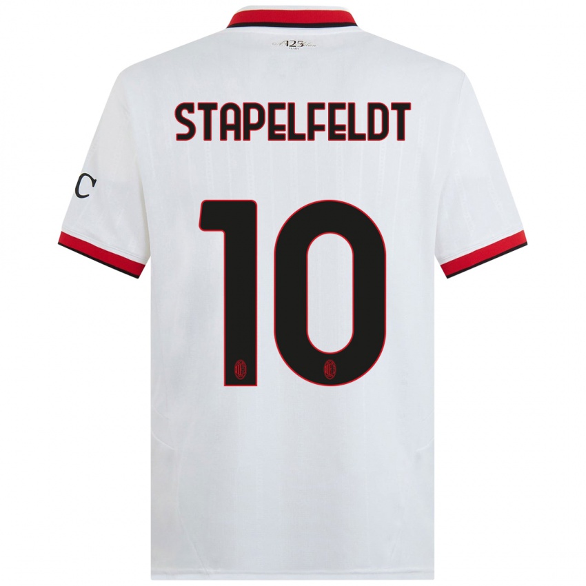 Hombre Camiseta Nina Stapelfeldt #10 Blanco Negro Rojo 2ª Equipación 2024/25 La Camisa Argentina