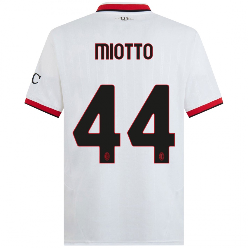 Hombre Camiseta Giorgia Miotto #44 Blanco Negro Rojo 2ª Equipación 2024/25 La Camisa Argentina