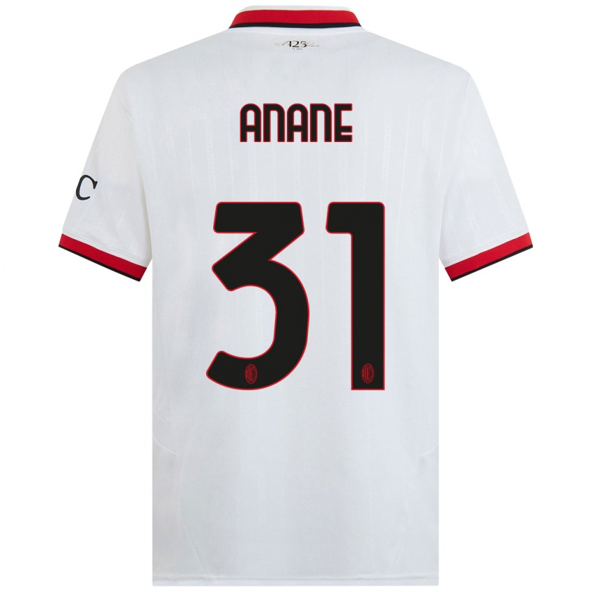 Hombre Camiseta Emmanuel Anane #31 Blanco Negro Rojo 2ª Equipación 2024/25 La Camisa Argentina