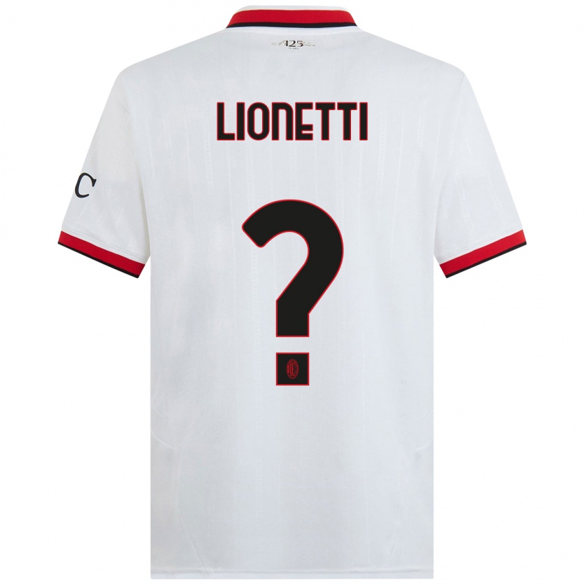 Hombre Camiseta Francesco Lionetti #0 Blanco Negro Rojo 2ª Equipación 2024/25 La Camisa Argentina