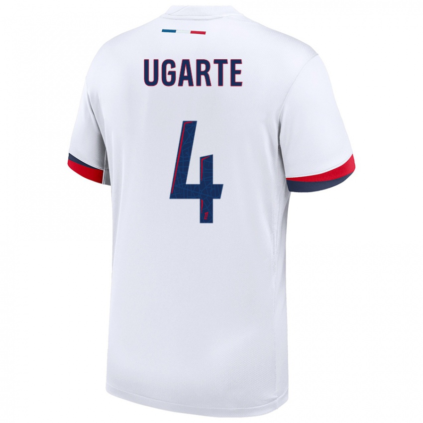 Hombre Camiseta Manuel Ugarte #4 Blanco Azul Rojo 2ª Equipación 2024/25 La Camisa Argentina