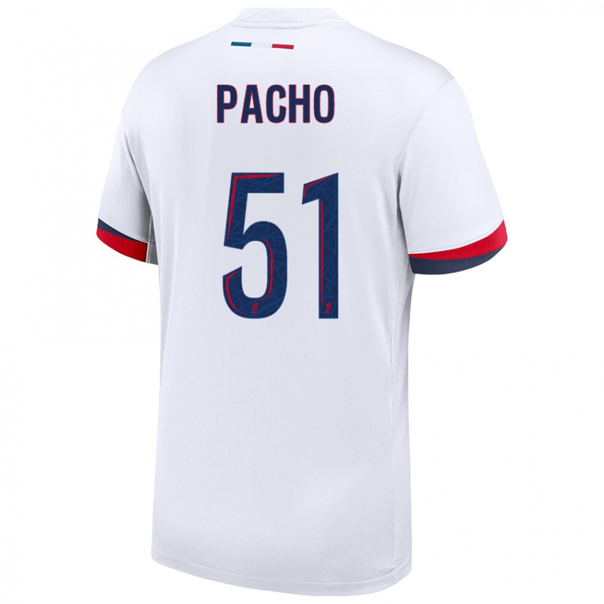 Hombre Camiseta Willian Pacho #51 Blanco Azul Rojo 2ª Equipación 2024/25 La Camisa Argentina