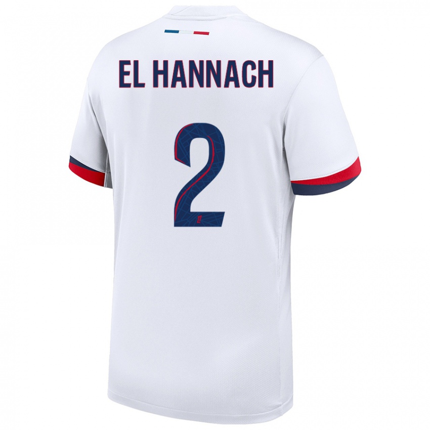 Hombre Camiseta Naoufel El Hannach #2 Blanco Azul Rojo 2ª Equipación 2024/25 La Camisa Argentina