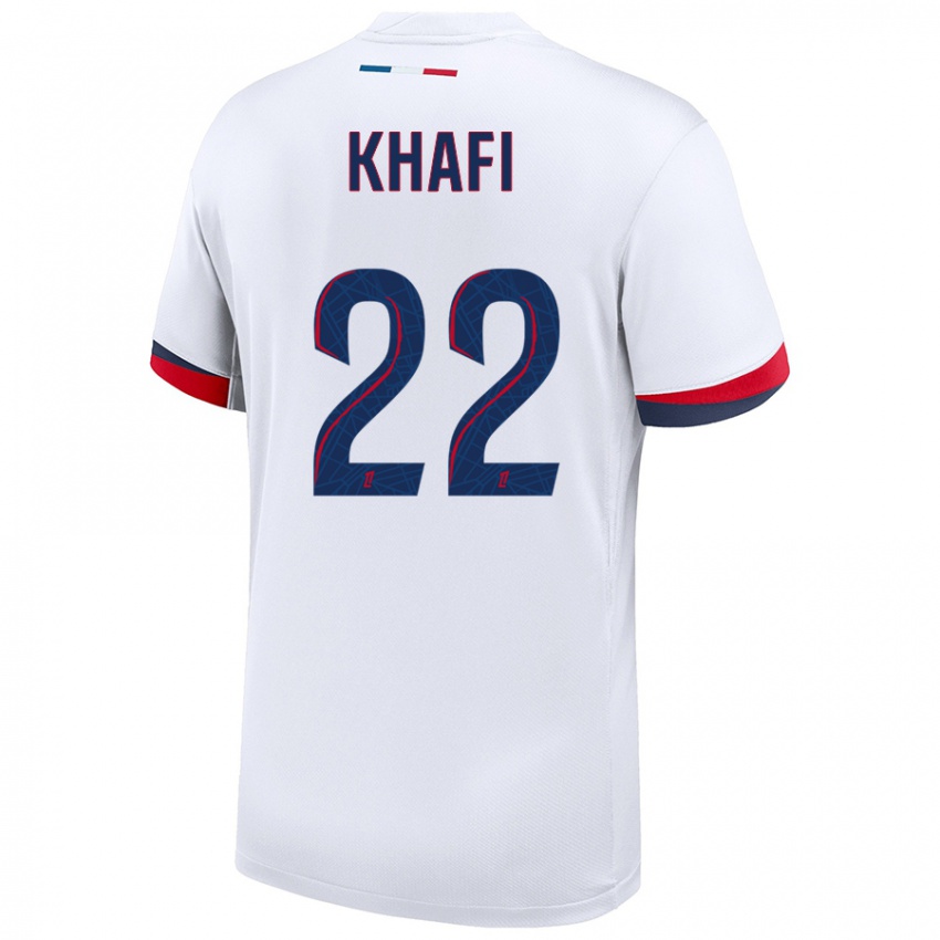 Hombre Camiseta Yanis Khafi #22 Blanco Azul Rojo 2ª Equipación 2024/25 La Camisa Argentina