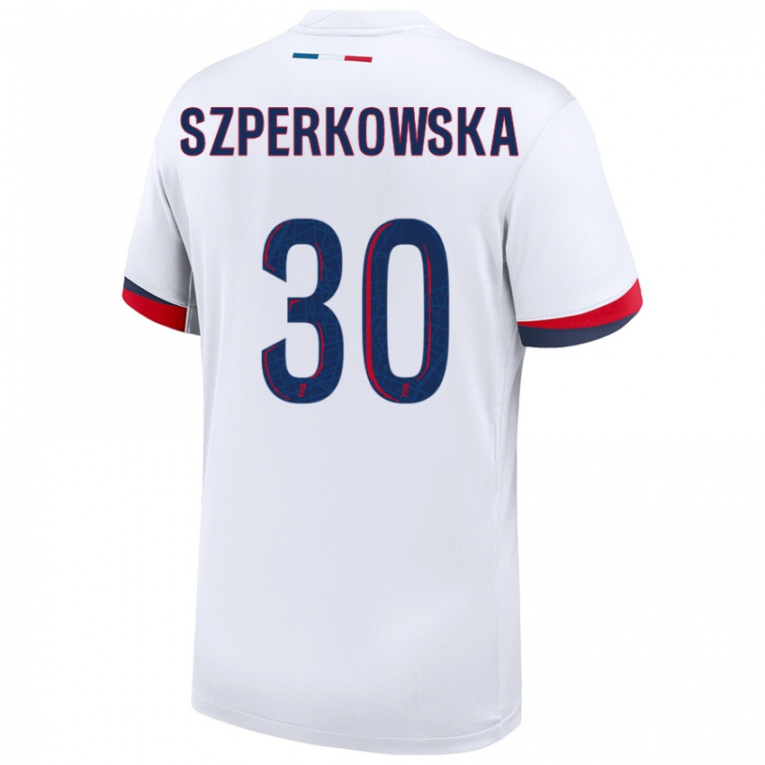 Hombre Camiseta Oliwia Szperkowska #30 Blanco Azul Rojo 2ª Equipación 2024/25 La Camisa Argentina