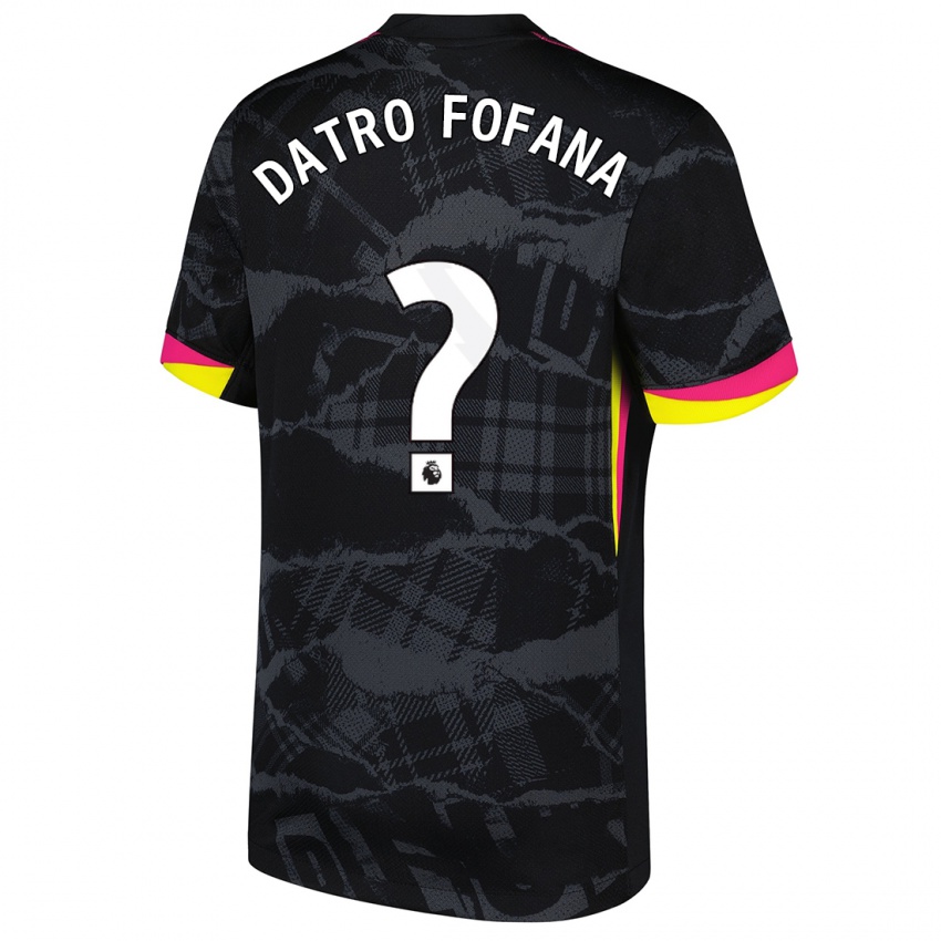 Hombre Camiseta David Datro Fofana #0 Negro Rosa Equipación Tercera 2024/25 La Camisa Argentina