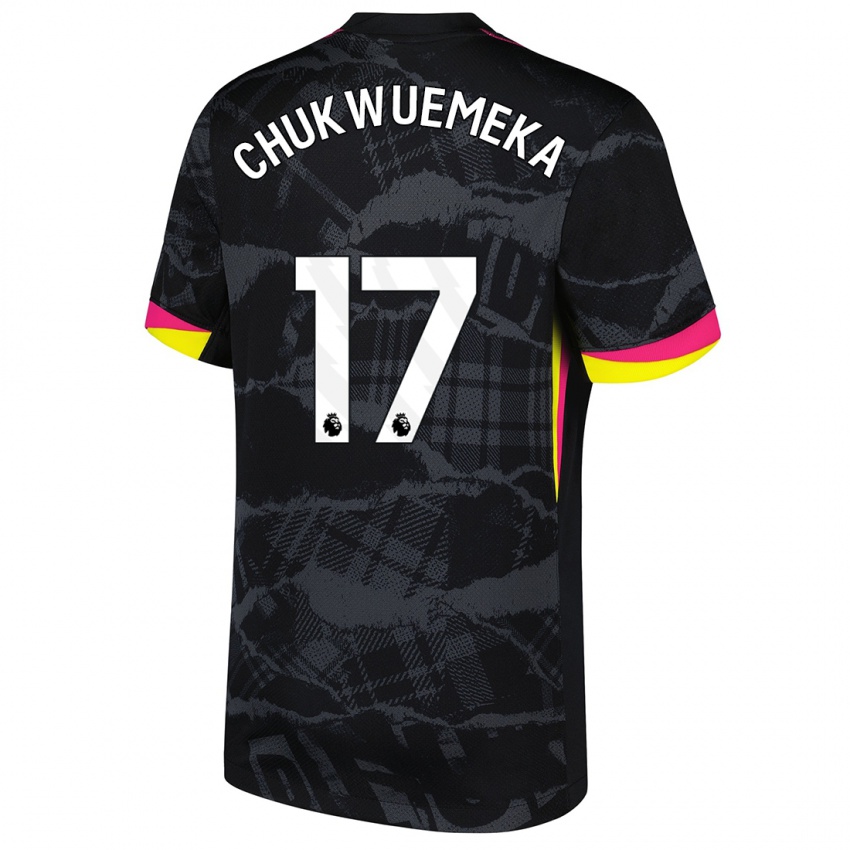 Hombre Camiseta Carney Chukwuemeka #17 Negro Rosa Equipación Tercera 2024/25 La Camisa Argentina