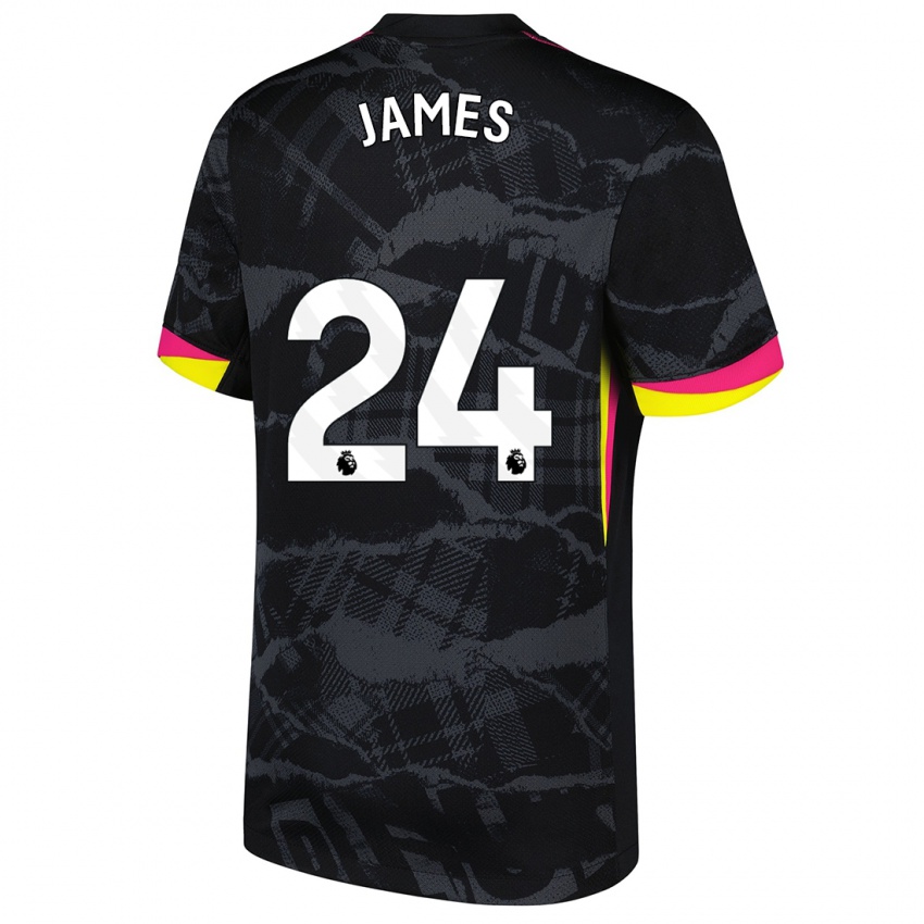 Hombre Camiseta Reece James #24 Negro Rosa Equipación Tercera 2024/25 La Camisa Argentina