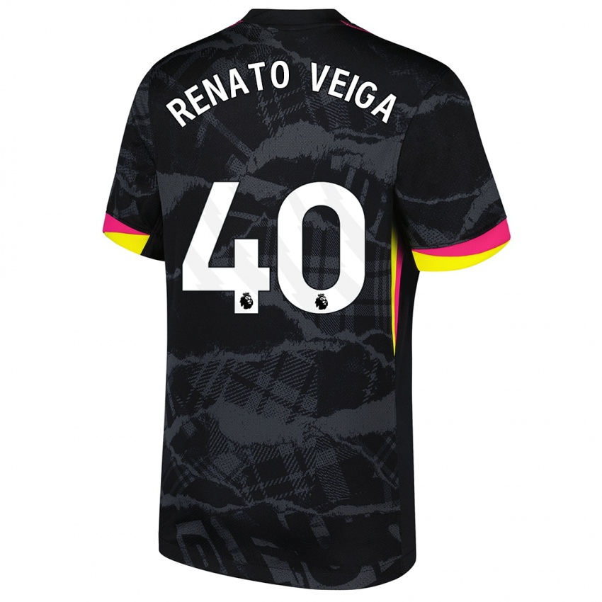 Hombre Camiseta Renato Veiga #40 Negro Rosa Equipación Tercera 2024/25 La Camisa Argentina