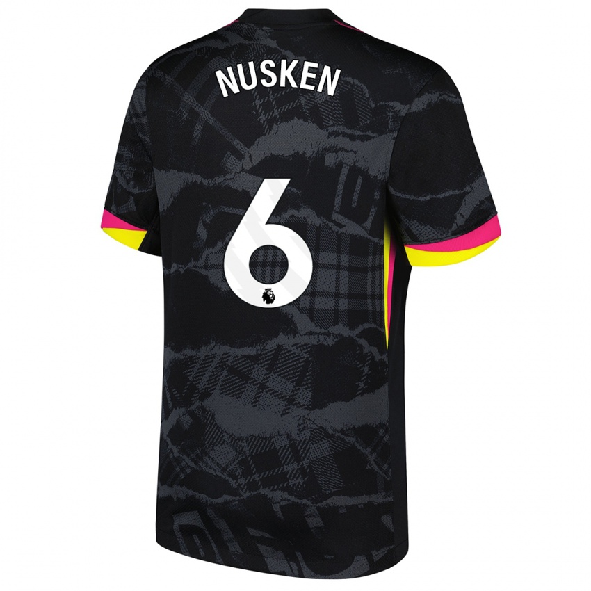 Hombre Camiseta Sjoeke Nüsken #6 Negro Rosa Equipación Tercera 2024/25 La Camisa Argentina