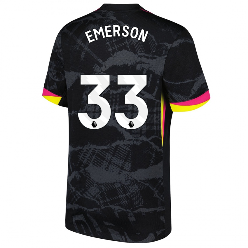 Hombre Camiseta Emerson #33 Negro Rosa Equipación Tercera 2024/25 La Camisa Argentina