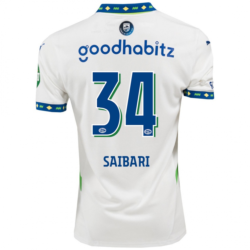 Hombre Camiseta Ismael Saibari #34 Blanco Azul Oscuro Equipación Tercera 2024/25 La Camisa Argentina