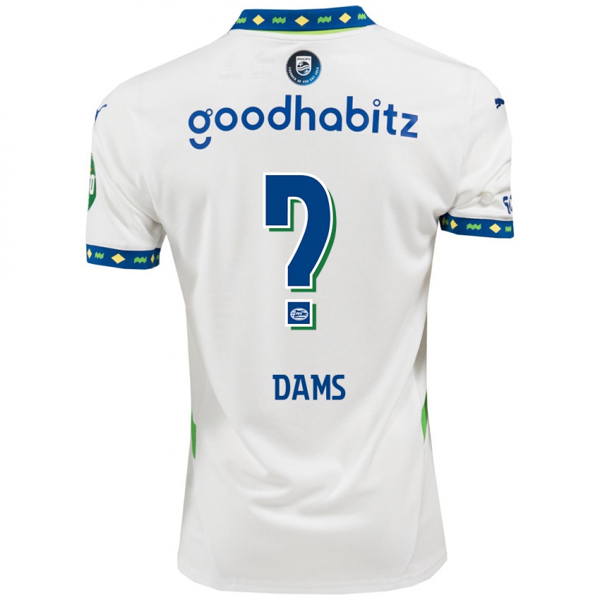 Hombre Camiseta Matteo Dams #0 Blanco Azul Oscuro Equipación Tercera 2024/25 La Camisa Argentina