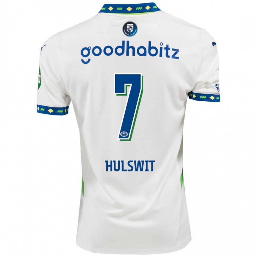 Hombre Camiseta Zera Hulswit #7 Blanco Azul Oscuro Equipación Tercera 2024/25 La Camisa Argentina