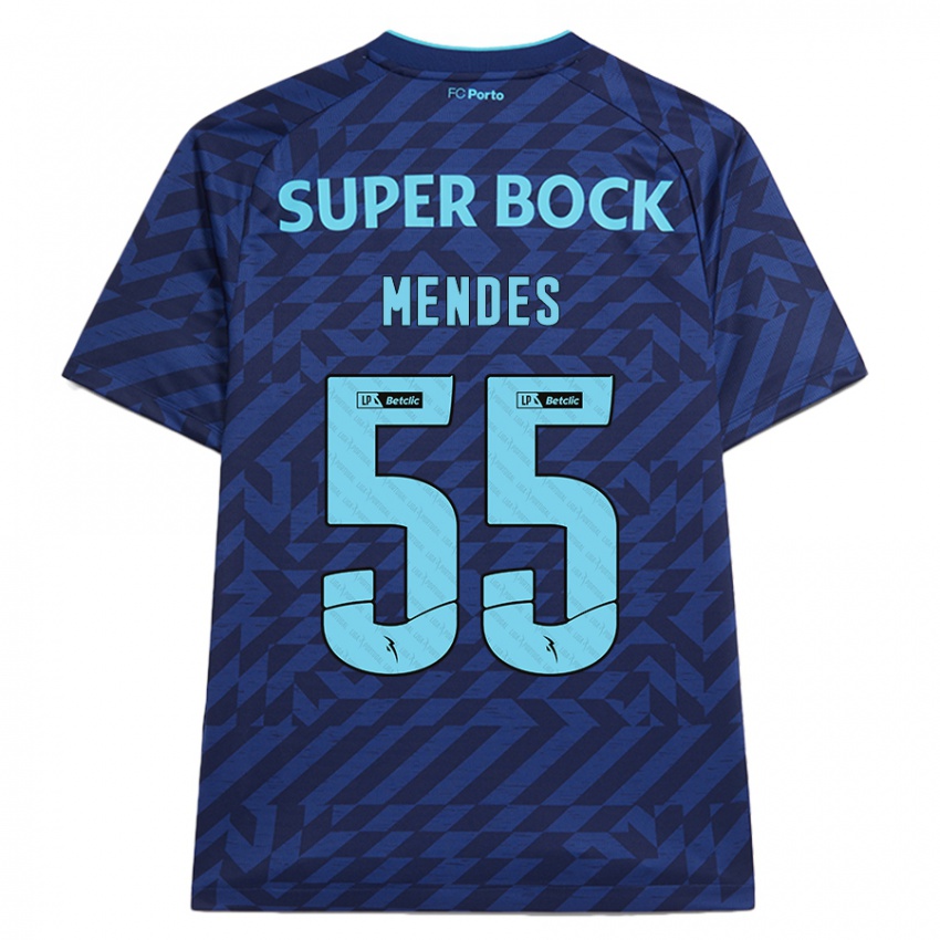 Hombre Camiseta João Mendes #55 Azul Marino Equipación Tercera 2024/25 La Camisa Argentina