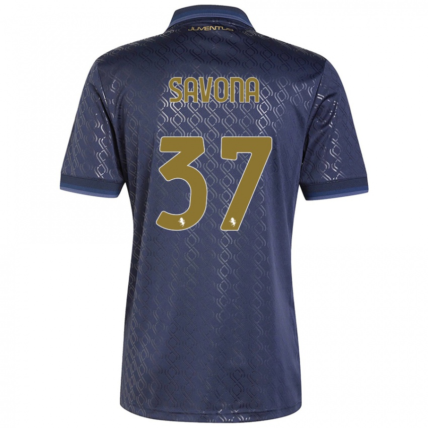 Hombre Camiseta Nicolo Savona #37 Azul Marino Equipación Tercera 2024/25 La Camisa Argentina