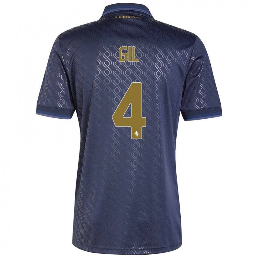 Hombre Camiseta Javier Gil #4 Azul Marino Equipación Tercera 2024/25 La Camisa Argentina