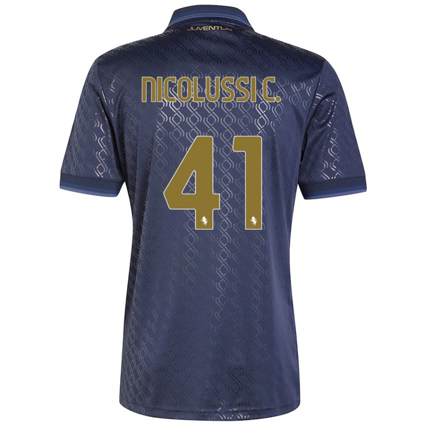 Hombre Camiseta Hans Nicolussi Caviglia #41 Azul Marino Equipación Tercera 2024/25 La Camisa Argentina