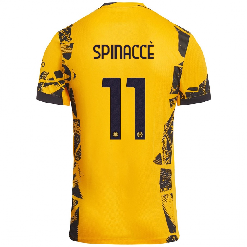 Hombre Camiseta Matteo Spinaccè #11 Dorado Negro Equipación Tercera 2024/25 La Camisa Argentina