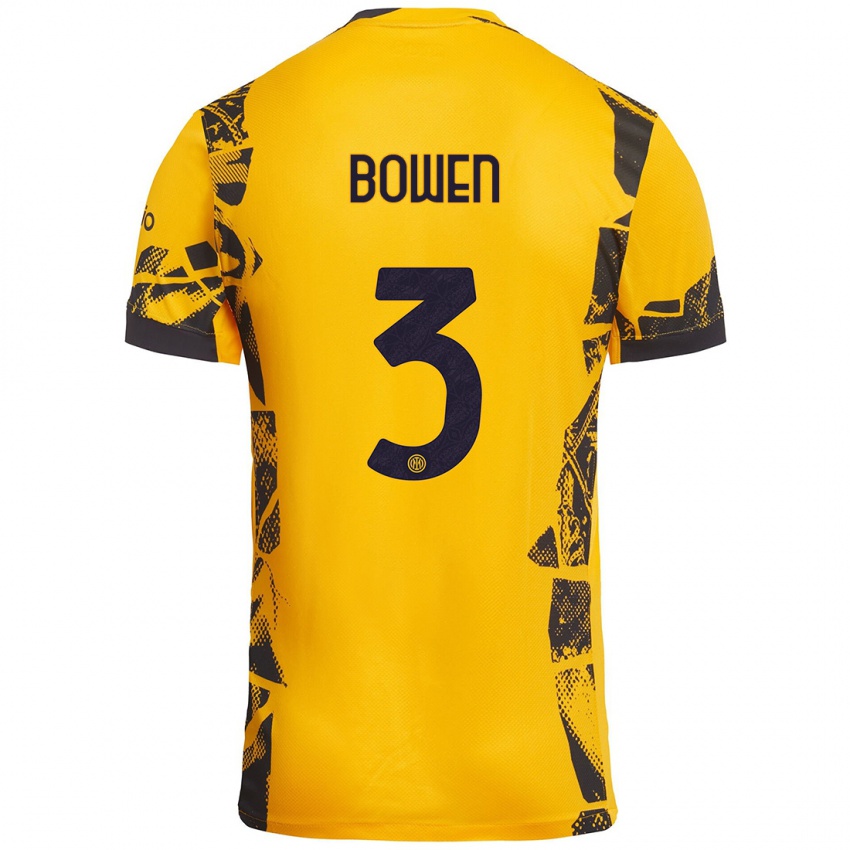 Hombre Camiseta Katie Bowen #3 Dorado Negro Equipación Tercera 2024/25 La Camisa Argentina