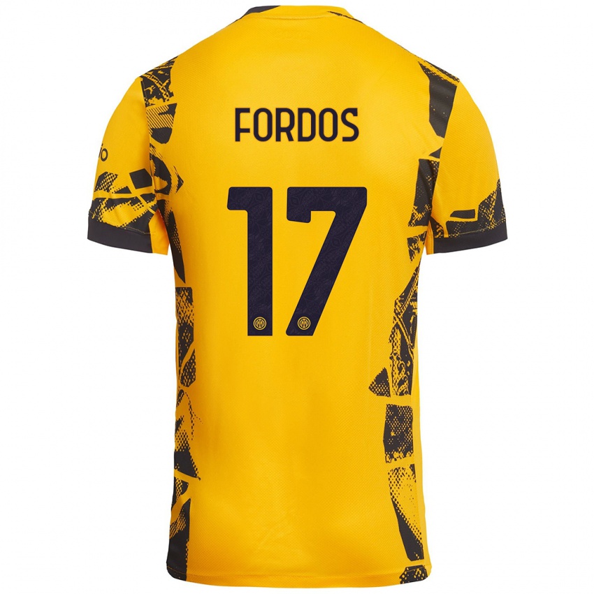 Hombre Camiseta Beatrix Fördős #17 Dorado Negro Equipación Tercera 2024/25 La Camisa Argentina