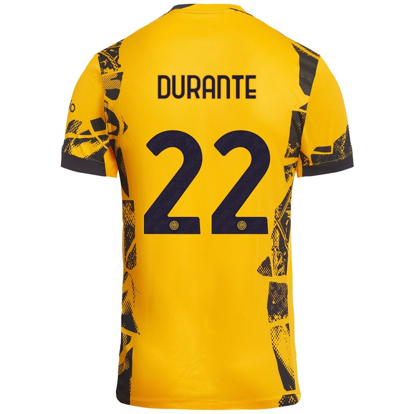 Hombre Camiseta Francesca Durante #22 Dorado Negro Equipación Tercera 2024/25 La Camisa Argentina