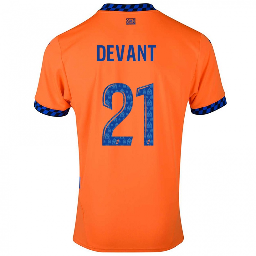 Hombre Camiseta Caroline Devant #21 Naranja Azul Oscuro Equipación Tercera 2024/25 La Camisa Argentina