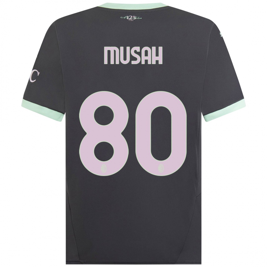 Hombre Camiseta Yunus Musah #80 Gris Equipación Tercera 2024/25 La Camisa Argentina