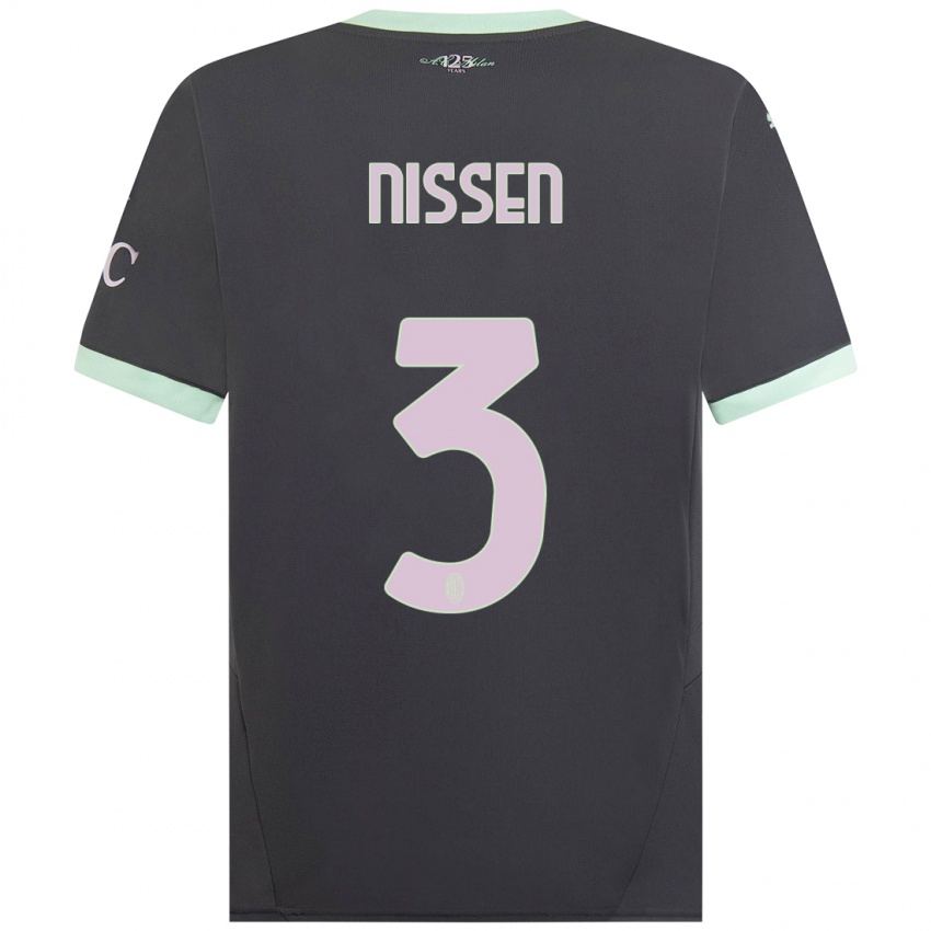 Hombre Camiseta Fredrik Nissen #3 Gris Equipación Tercera 2024/25 La Camisa Argentina