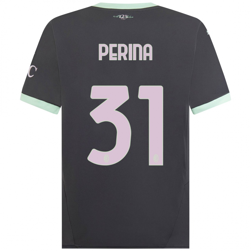 Hombre Camiseta Gioele Perina #31 Gris Equipación Tercera 2024/25 La Camisa Argentina