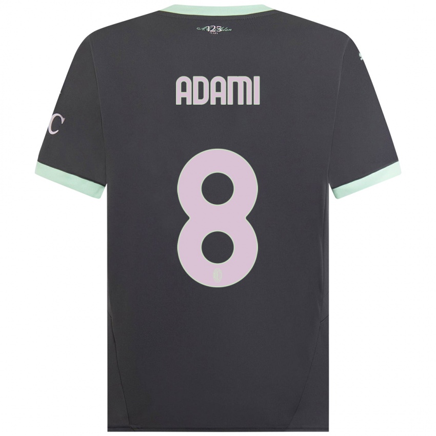 Hombre Camiseta Greta Adami #8 Gris Equipación Tercera 2024/25 La Camisa Argentina