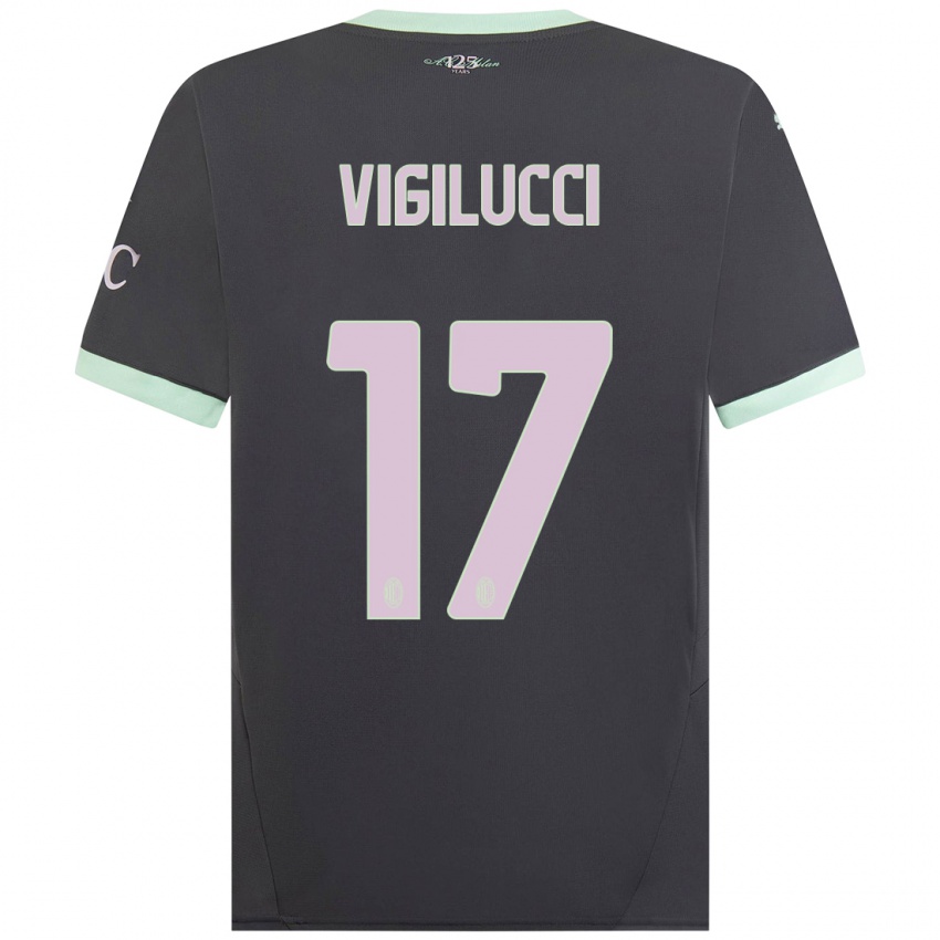 Hombre Camiseta Valery Vigilucci #17 Gris Equipación Tercera 2024/25 La Camisa Argentina