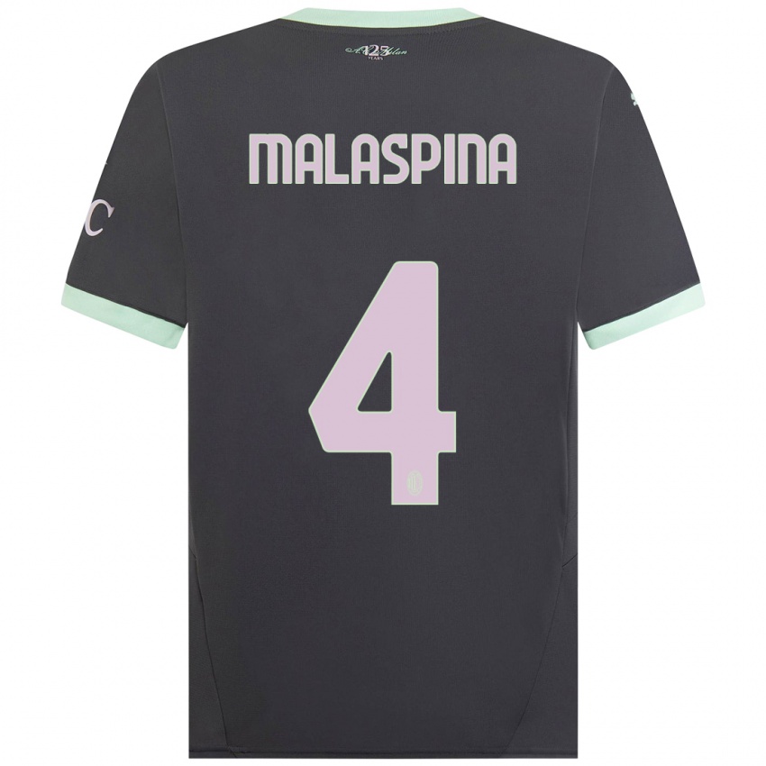 Hombre Camiseta Mattia Malaspina #4 Gris Equipación Tercera 2024/25 La Camisa Argentina